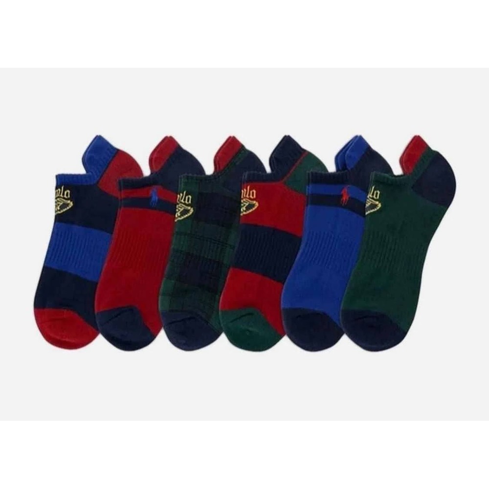 Polo Ralph Lauren Mens 6 Pack low cut P-wing socks